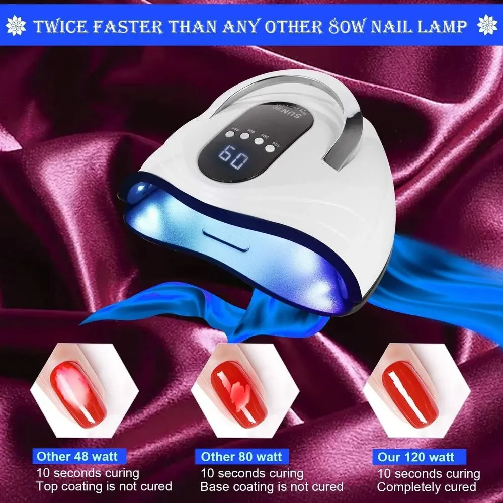 UV LED Nail Lamp 120W High Power Nail Dryer for Gel Nail Polish with 4 Timer Set